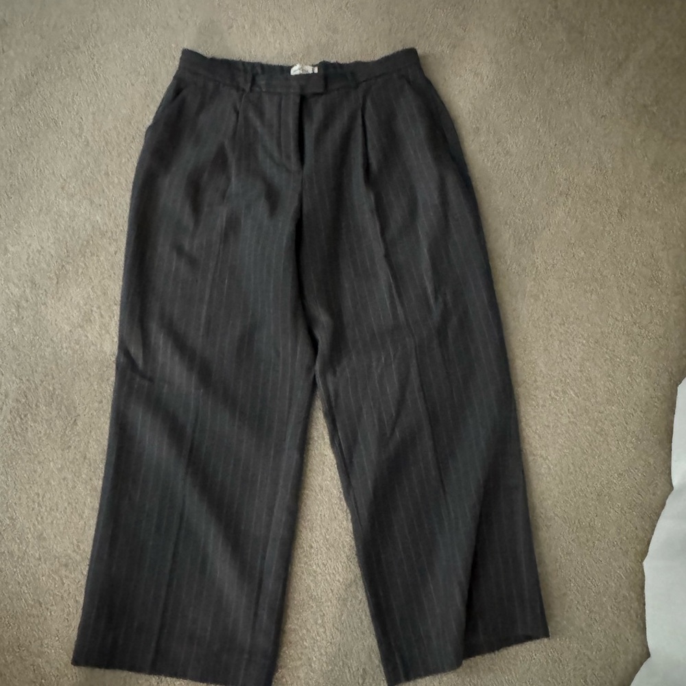 Grey Wide-leg Pinstripe Pants